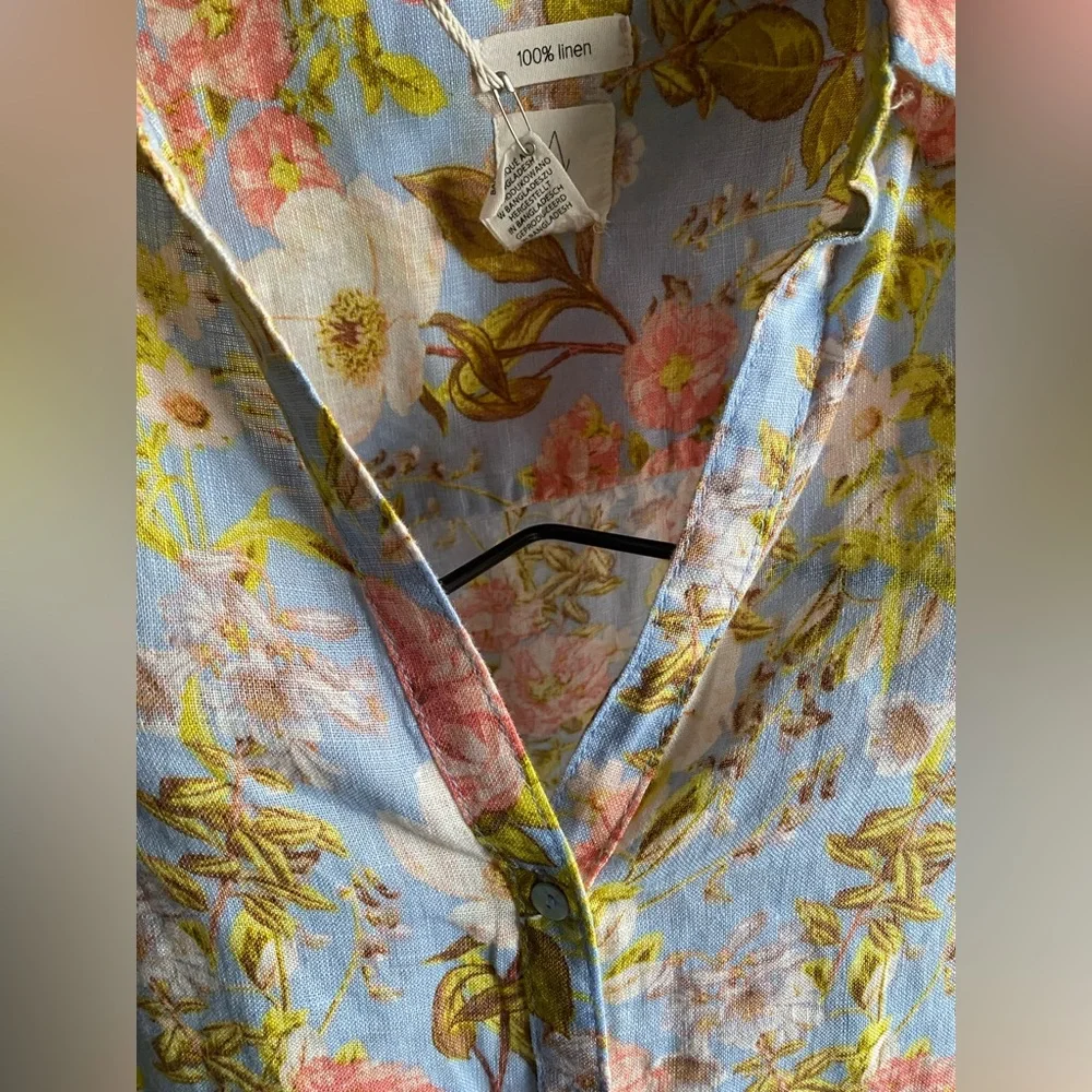 NWT Joie Floral Button-Up Linen Shirt Large - Picture 9 of 11